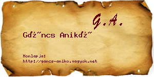 Gáncs Anikó névjegykártya